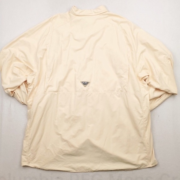 Columbia PFG Mens Cream Button Up Fishing Shirt Sz XL Vented Long Sleeve Pocket - Picture 6 of 7